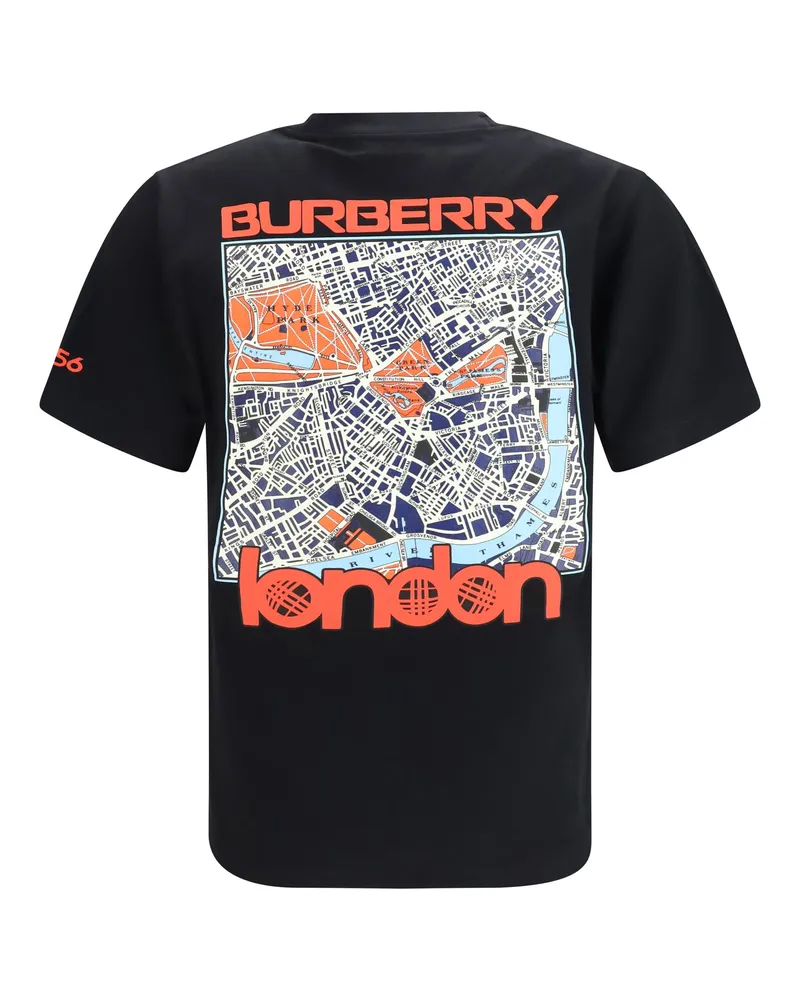 Burberry Men's Cotton Map T-Shirt Black T-Shirts And Polos Black