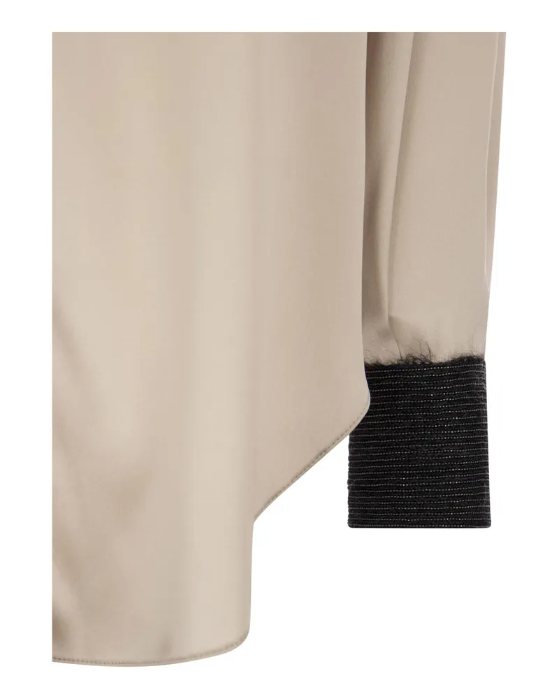 Brunello Cucinelli Contrast Cuff Shirt — Beige Beige