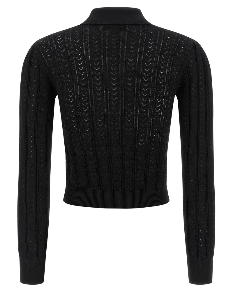 Alessandra Rich Openwork Cashmere Blend Cardigan — Black Black