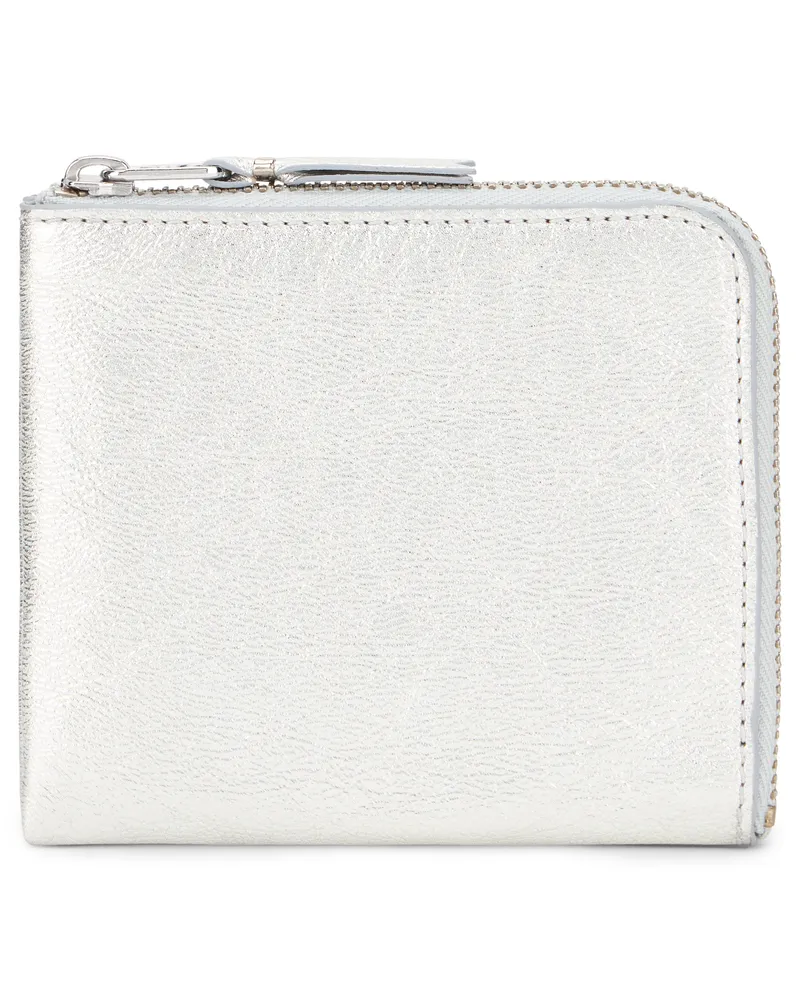 Comme des Garçons Women's Wallet Compact Zipped Silver Vachette & Purses Silver