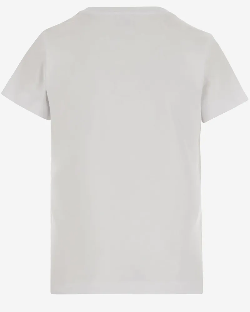 Pinko Tone-on-Tone Embroidered Logo T-Shirt — White White