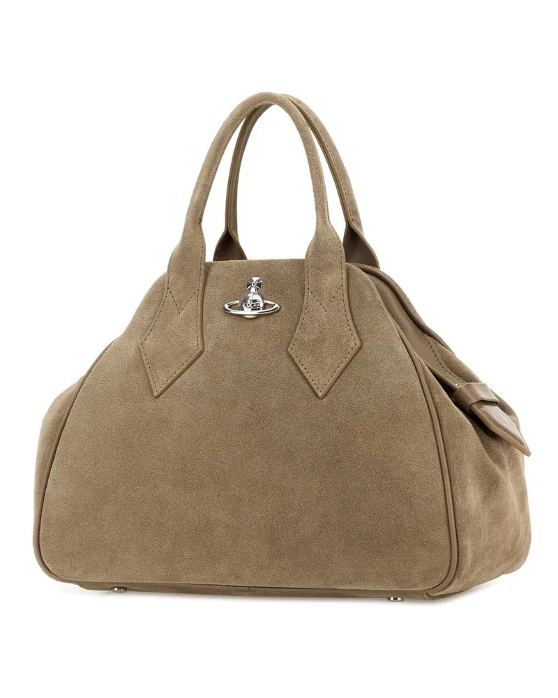 Vivienne Westwood Women's Dove Grey Suede Medium Yasmine Handbag Stone Borse A Mano Bag Gray