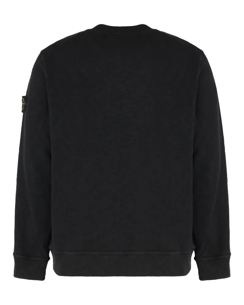 Stone Island Men's Crew Neck Sweatshirt Black Cotton Sweatshirts Sweater Black