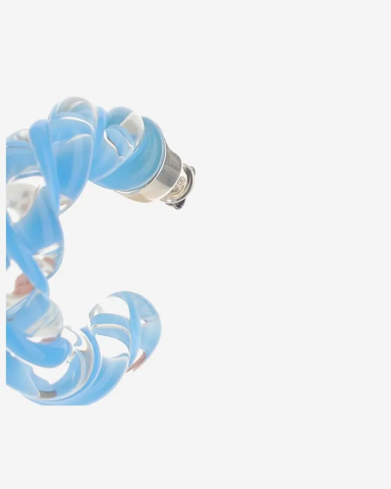 Bottega Veneta Women's Twisted Hoop Earrings Blue Glass Blue