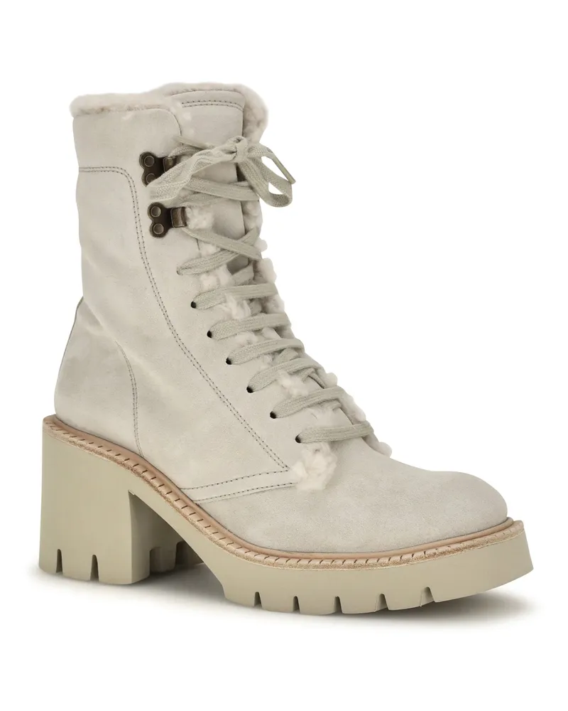 Pedro Garcia Women's Zineta Suede Lace-Up Ankle Boots Nacre Velour Beige