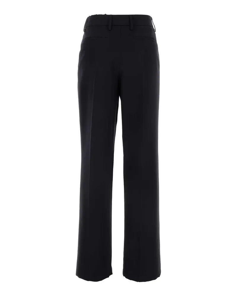 Prada Women's Wool-Blend Gabardine Trousers Black Cristallo Ottone Black
