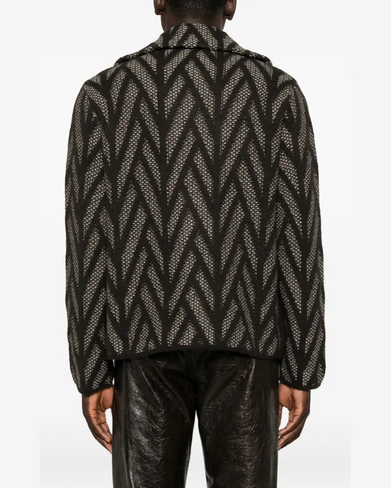 Emporio Armani Chevron Wool Blouson Jacket — Brown Brown