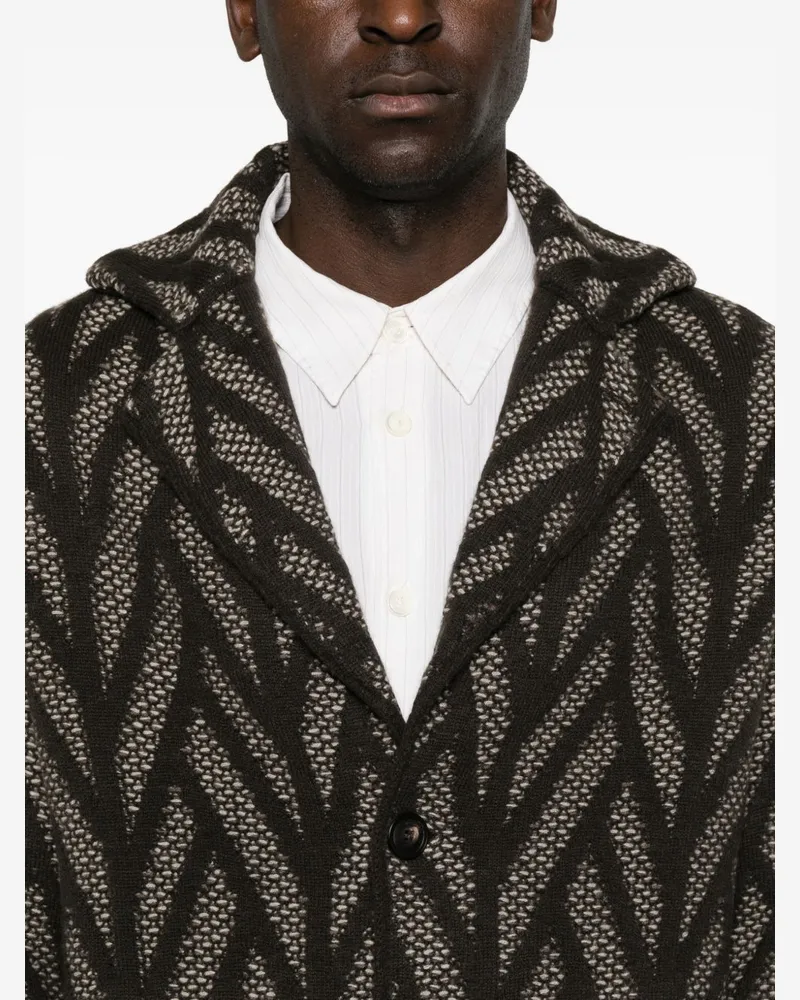 Emporio Armani Chevron Wool Blouson Jacket — Brown Brown