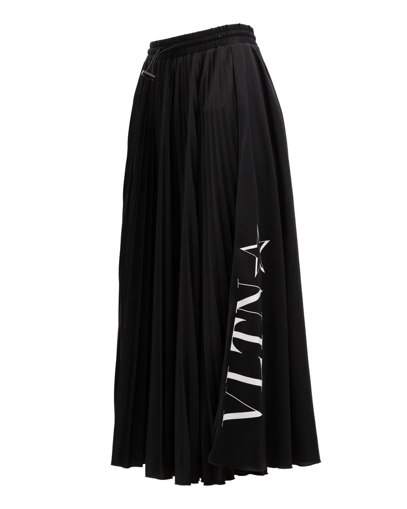 Valentino Garavani Pleated Jersey Skirt — Black Black