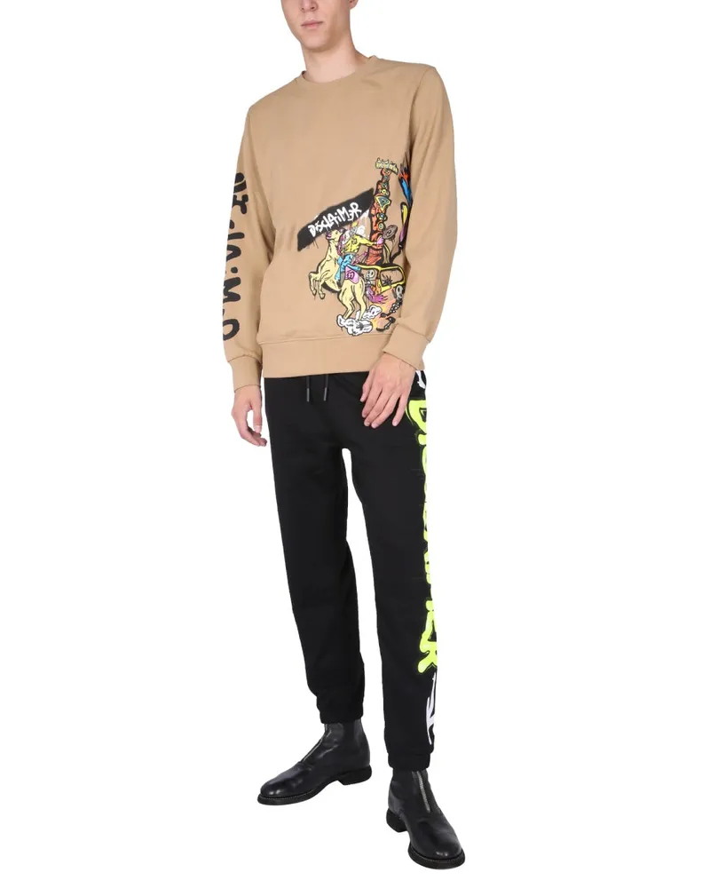 DISCLAIMER Crew Neck Cotton Sweatshirt — Brown Brown