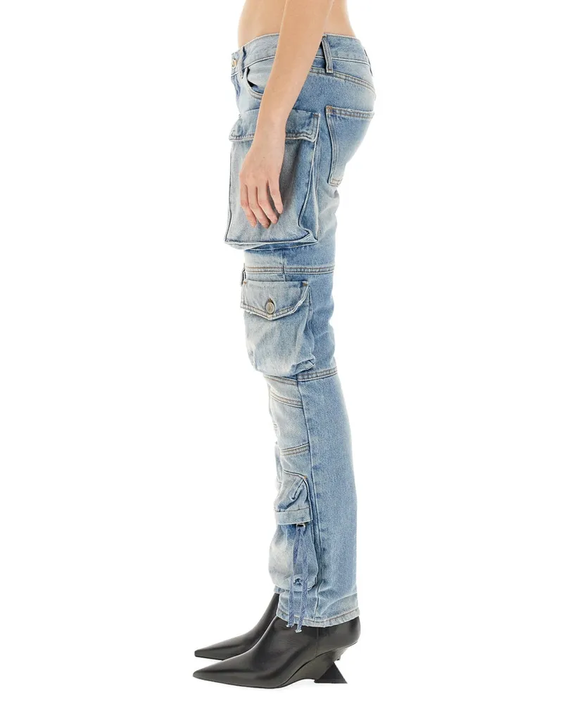 ATTICO Cotton Denim Cargo Jeans — Blue Blue
