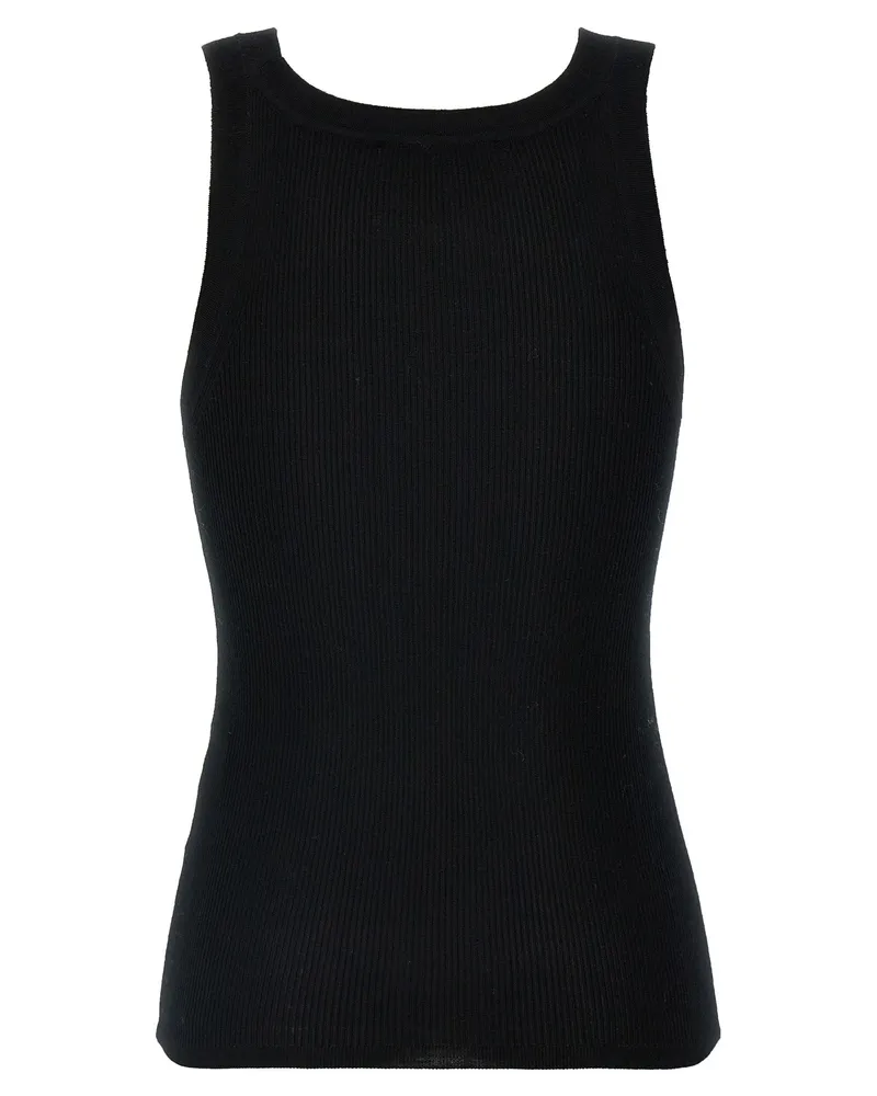 Max Mara Women's Black Virgin Wool Sleeveles T-Shirt Black