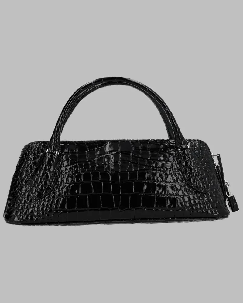 Tory Burch Lock Leather Top Handle Bag — Black Black