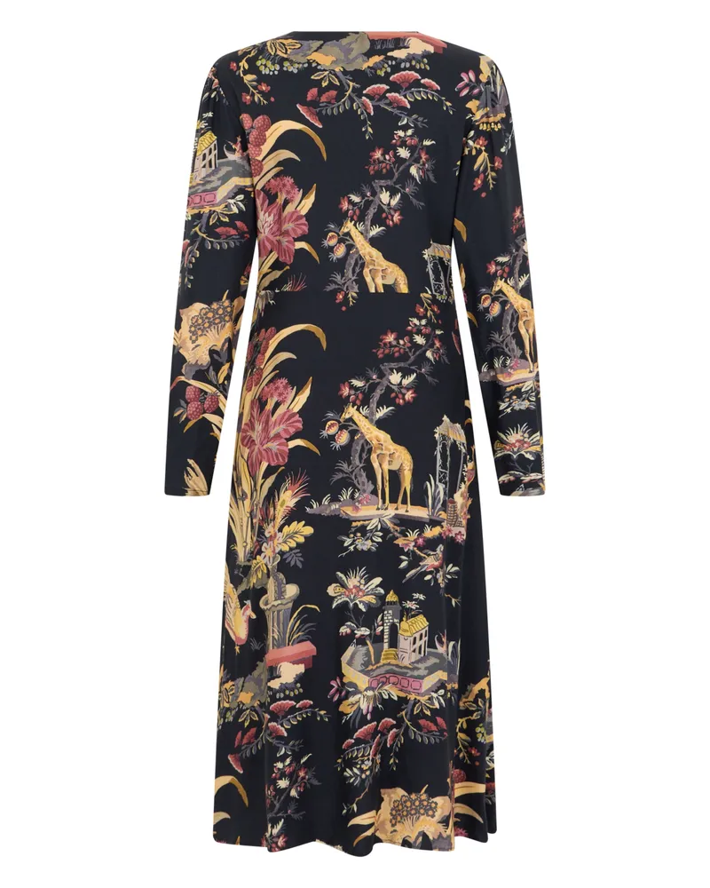 Etro Women's Long Printed Dress Black Viscose Black