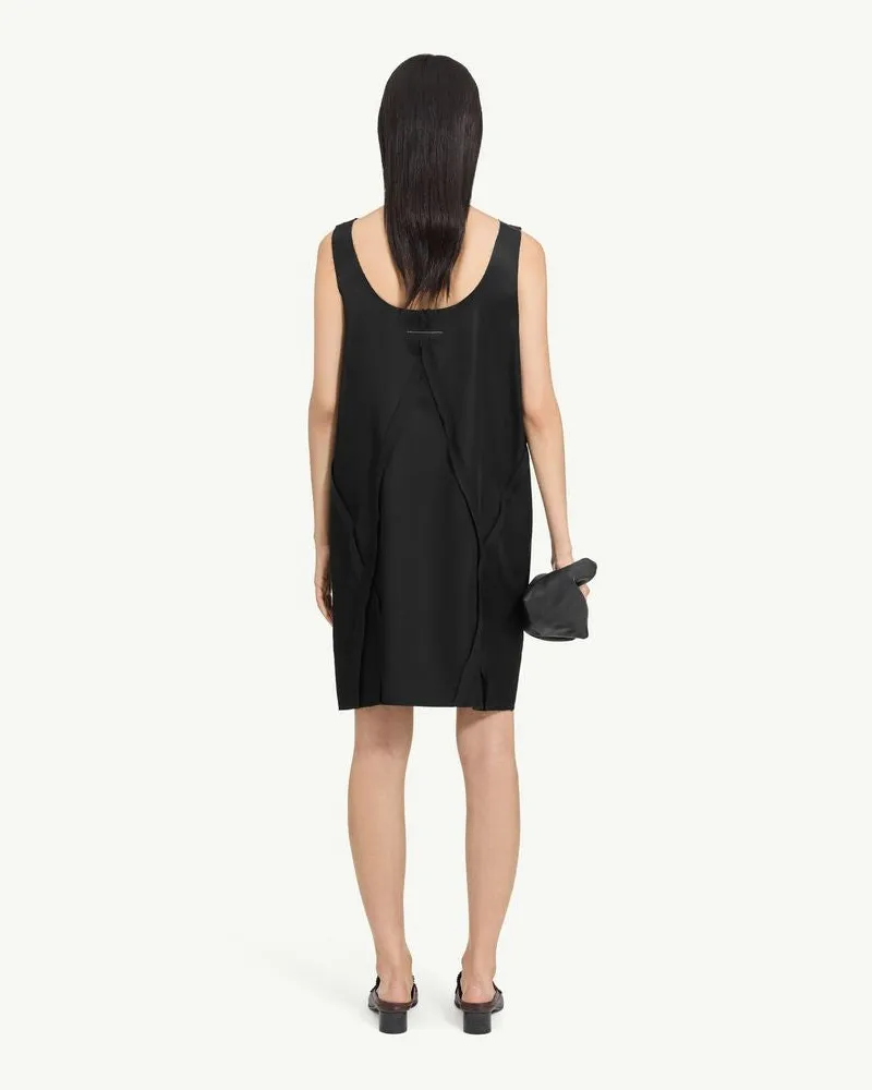 Maison Margiela V-Neck Draped Dress — Black Black