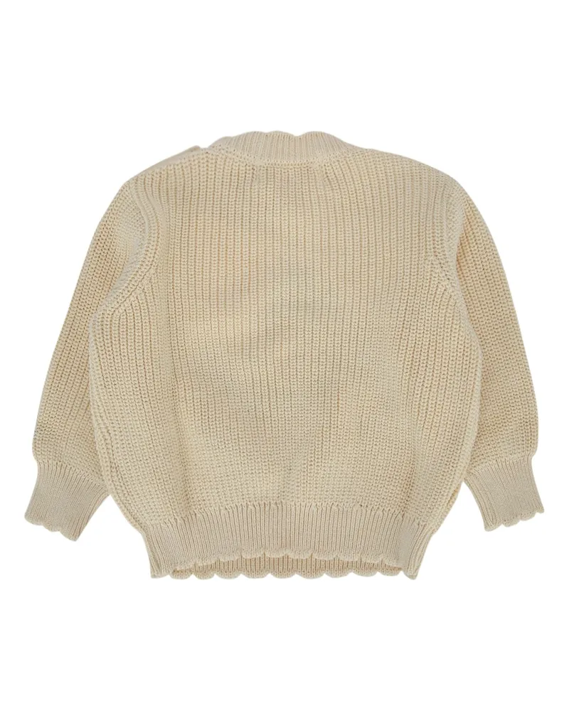 BOBO CHOSES Boys' Pixel Daisy Jumper White Organic Cotton Tute Tracksuits Beige