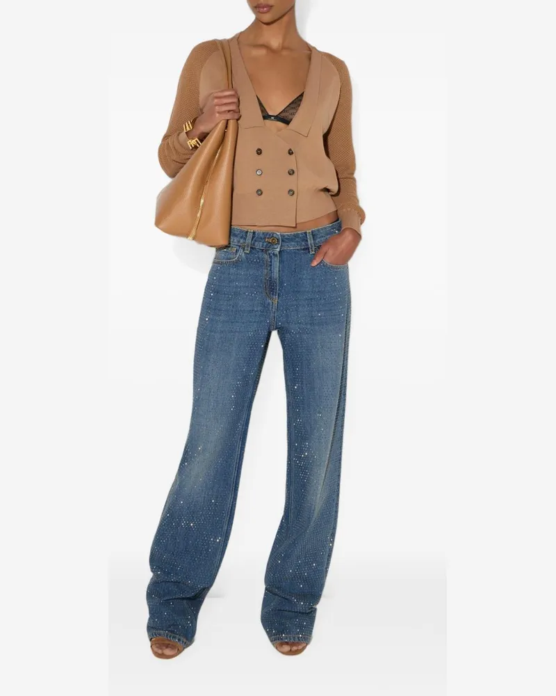 Elisabetta Franchi Rhinestone-Embellished Jeans — Blue Blue