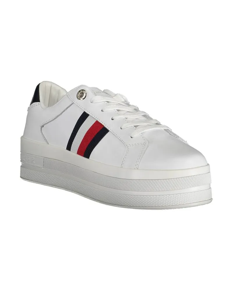 Tommy Hilfiger Platform Sole with Striped Trim Sneaker — White White