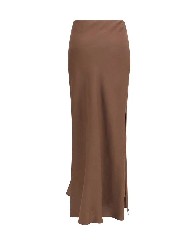 Brunello Cucinelli Women's Brown Viscose Long Skirt Brown