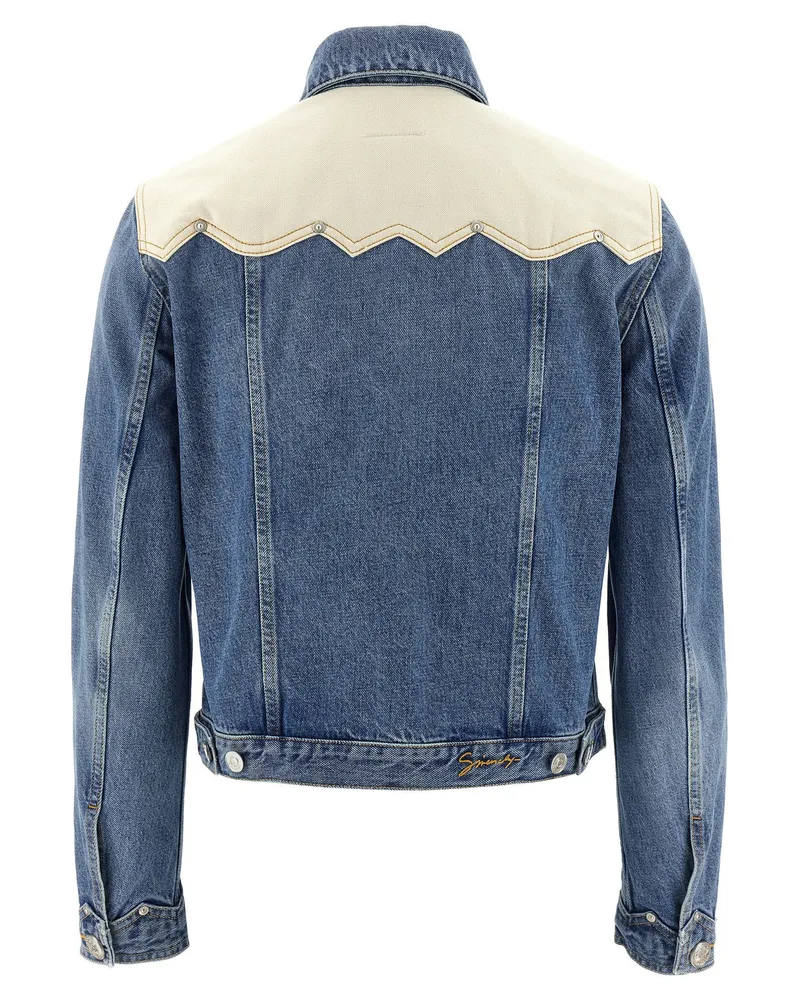 Givenchy Cotton Denim with Canvas Shoulders Jacket — Blue Blue
