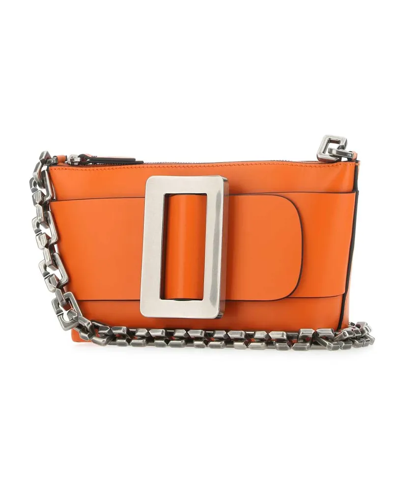 BOYY Women's Orange Leather Buckle Shoulder Bag Puffinsbill Borse A Tracolla Orange