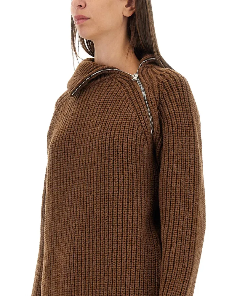 Dries van Noten Zip-Front Sweater — Brown Brown