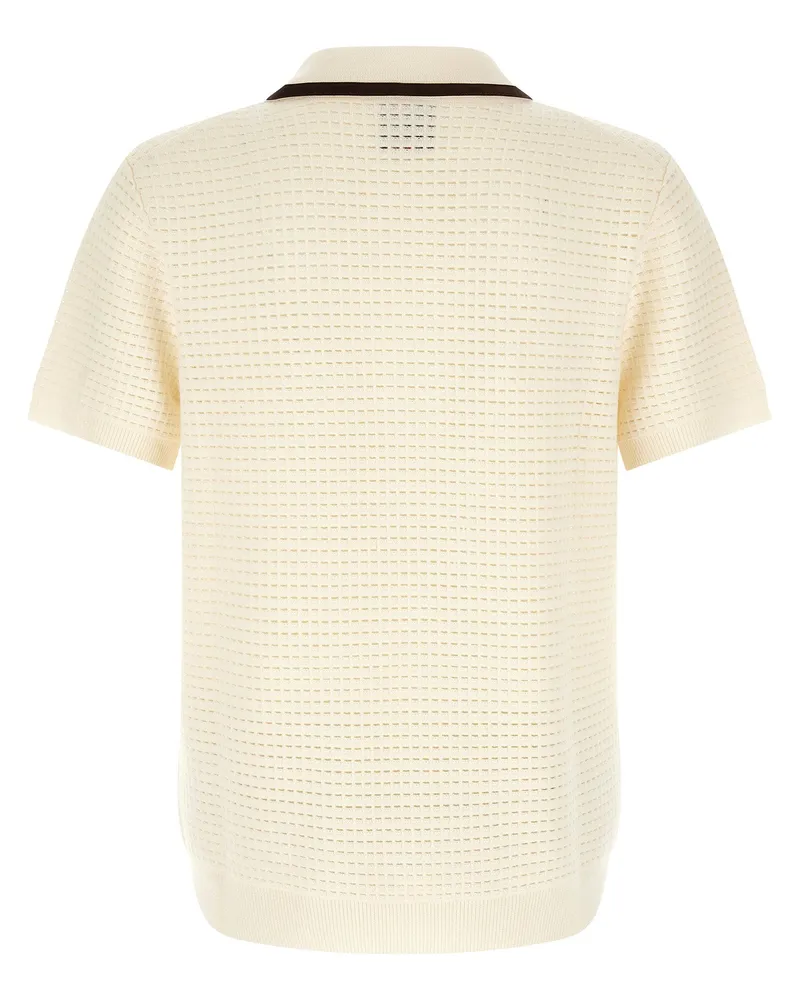 Casablanca Paris Waffle Knit Pure Wool Polo — Cream Cream