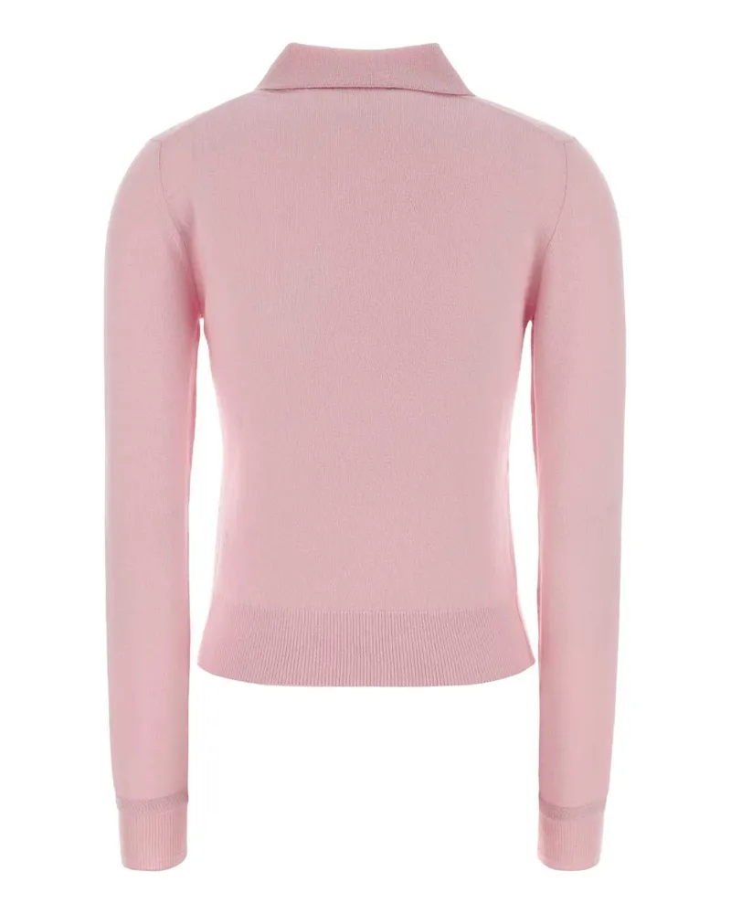 Jil Sander Women's Pink Wool Polo Shirt Candypink Lana Vergine Pink