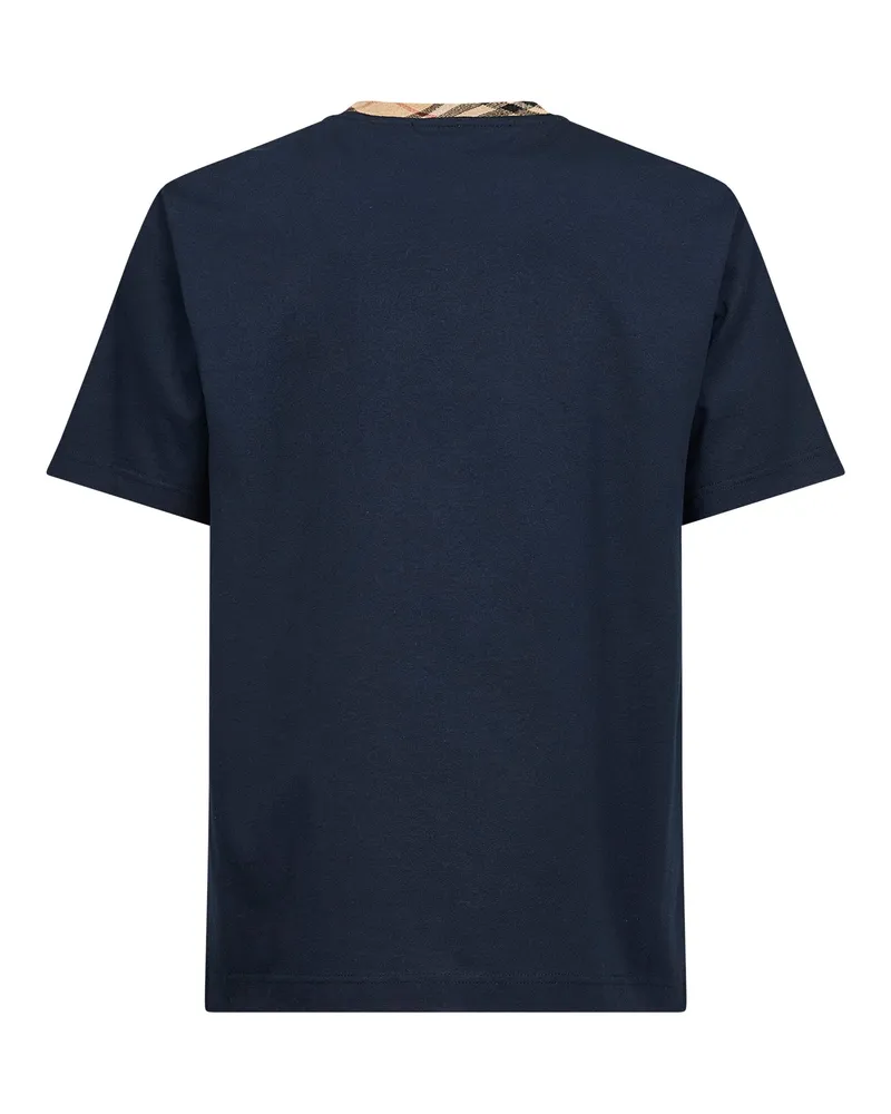 Burberry Check Trim Crewneck T-Shirt — Navy Navy