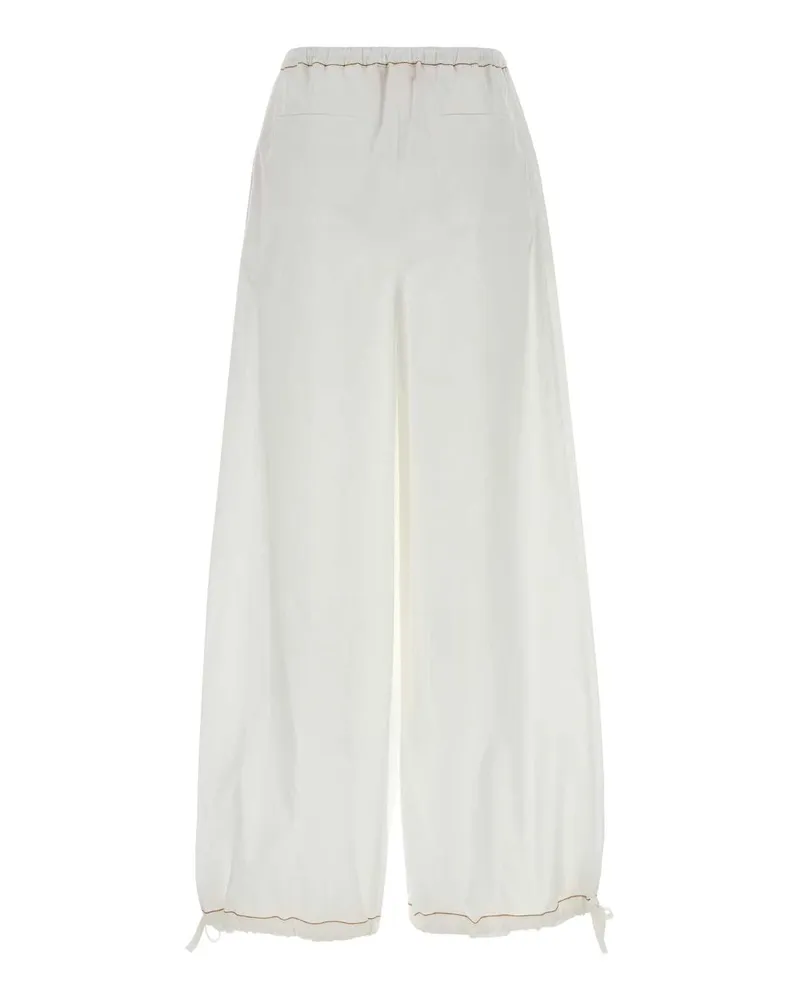 Marni Women's White Poplin Wide-Leg Lilywhite Exterior: Cotton Pantaloni Trousers White