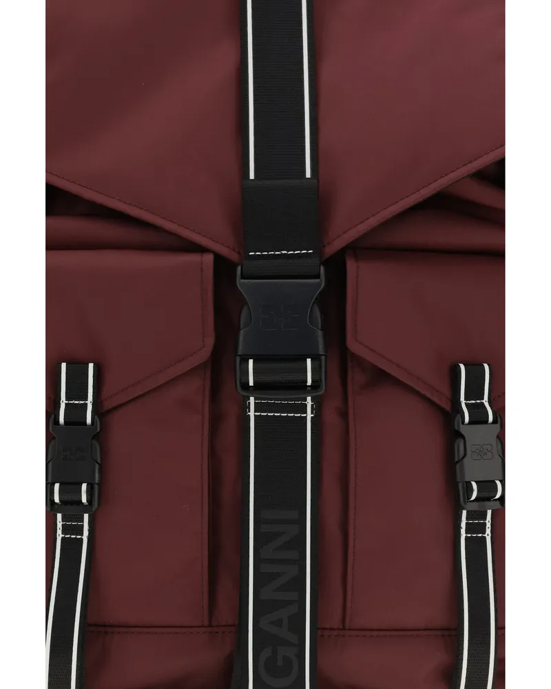 Ganni Women's Re-Tech Backpack Windsor Wine Backpacks Red