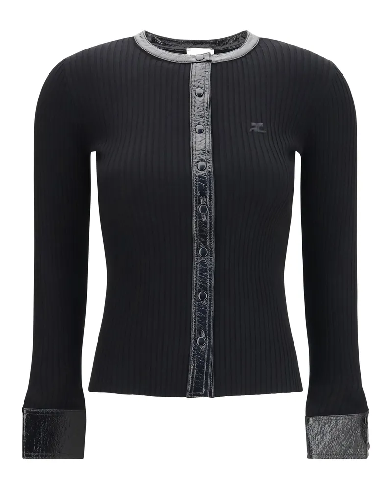 Courrèges Vinyl-Knit Cardigan — Black Black
