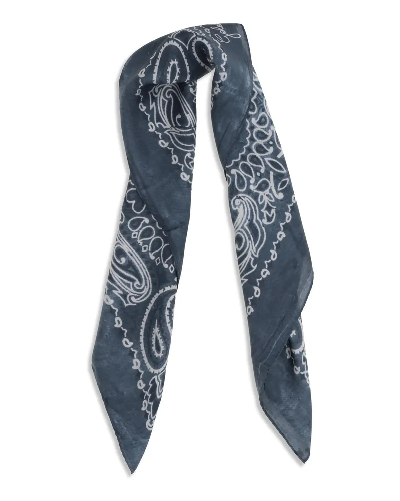 Golden Goose Paisley Printed Silk Scarf — Navy Navy