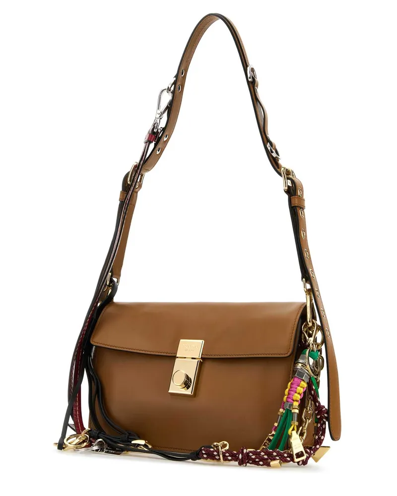 Prada Women's Caramel Leather Small  Soft Sound Shoulder Bag Caramel0n Vitello Borse A Tracolla Brown