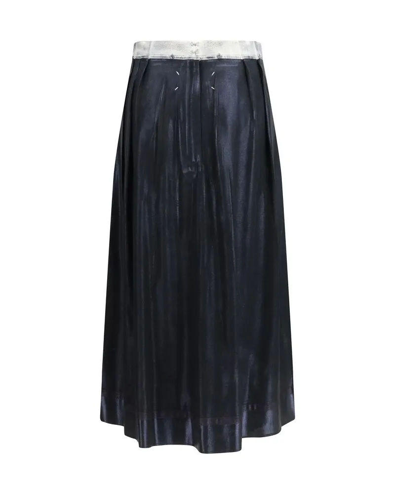 Maison Margiela Women's Blue Acetate Midi Skirt Blue