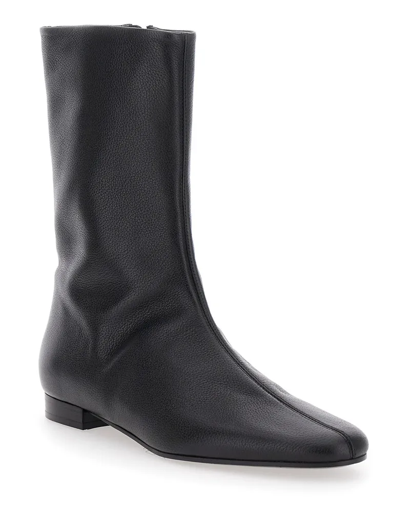 Totême Women's Black Ankle Boots With Pointed Toe Leather Black