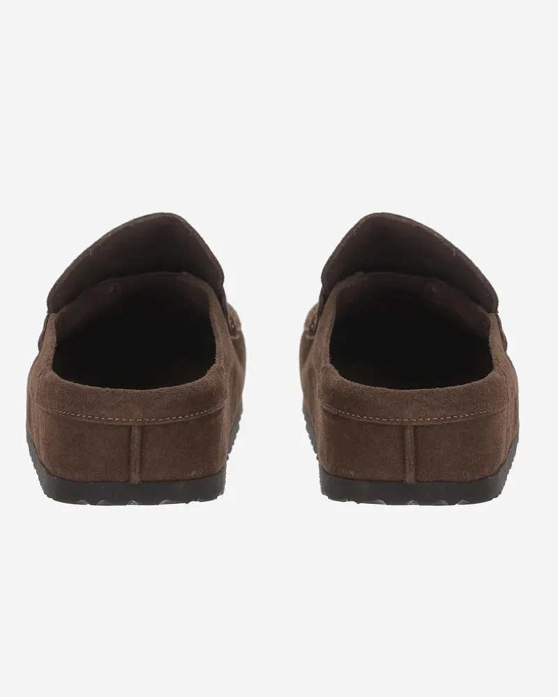 Birkenstock Unisex Moccasins Naples Suede Dark Brown Leather Shoe Brown