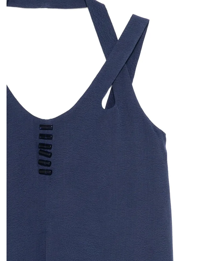 Emporio Armani V-Neck Button Detail Tank Top — Navy Navy