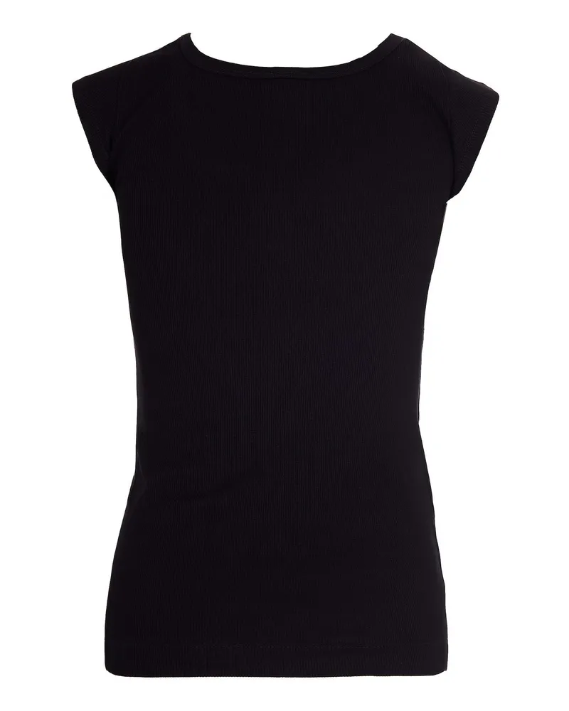 Pinko Women's Ribbed Top Love Birds Black Limousine Cotton Tops Black