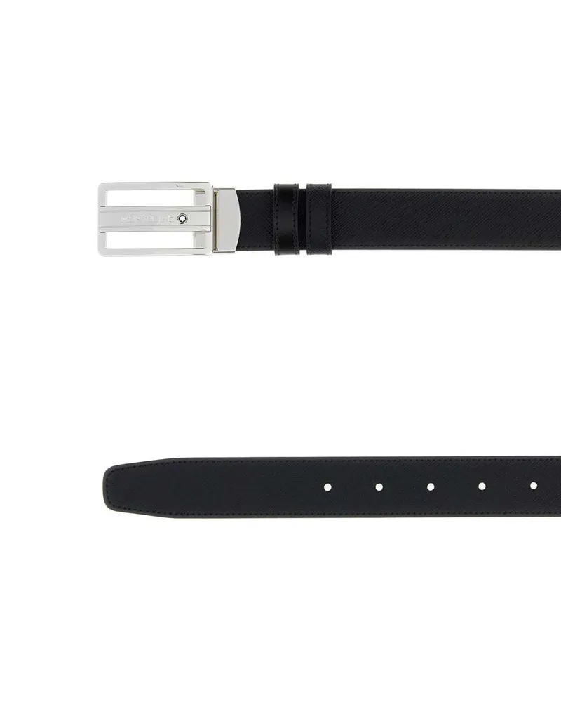 Montblanc Leather Reversible Belt — Black Black
