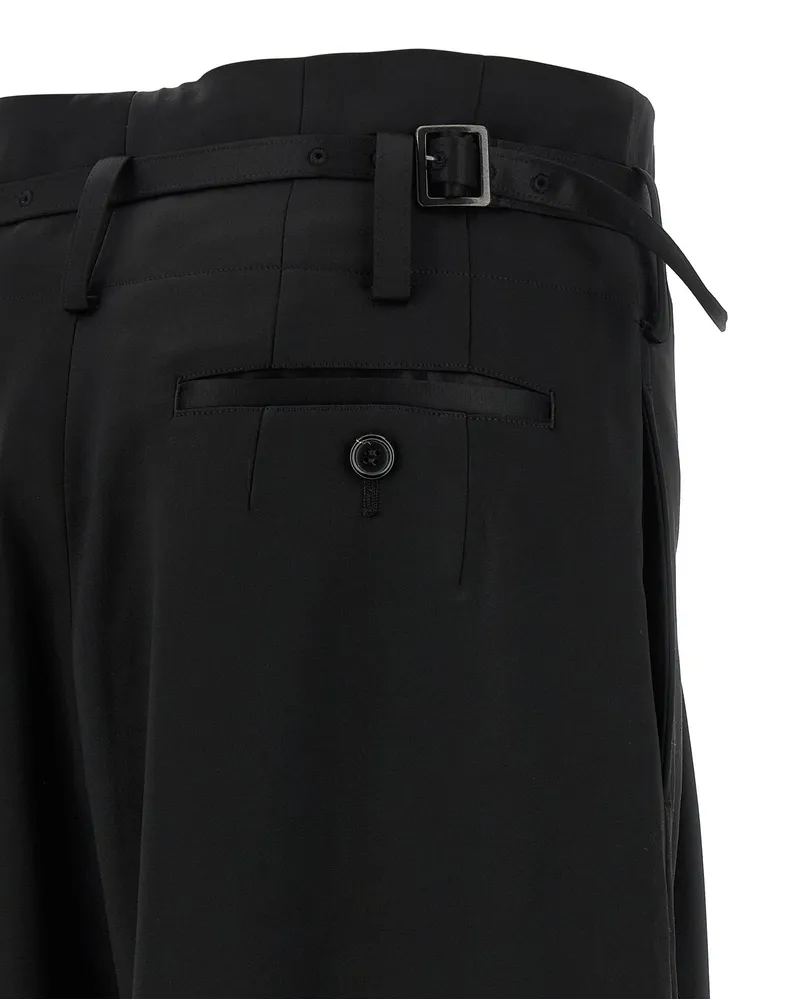 Junya Watanabe Wide-Flared Wool-Acetate Trousers — Black Black
