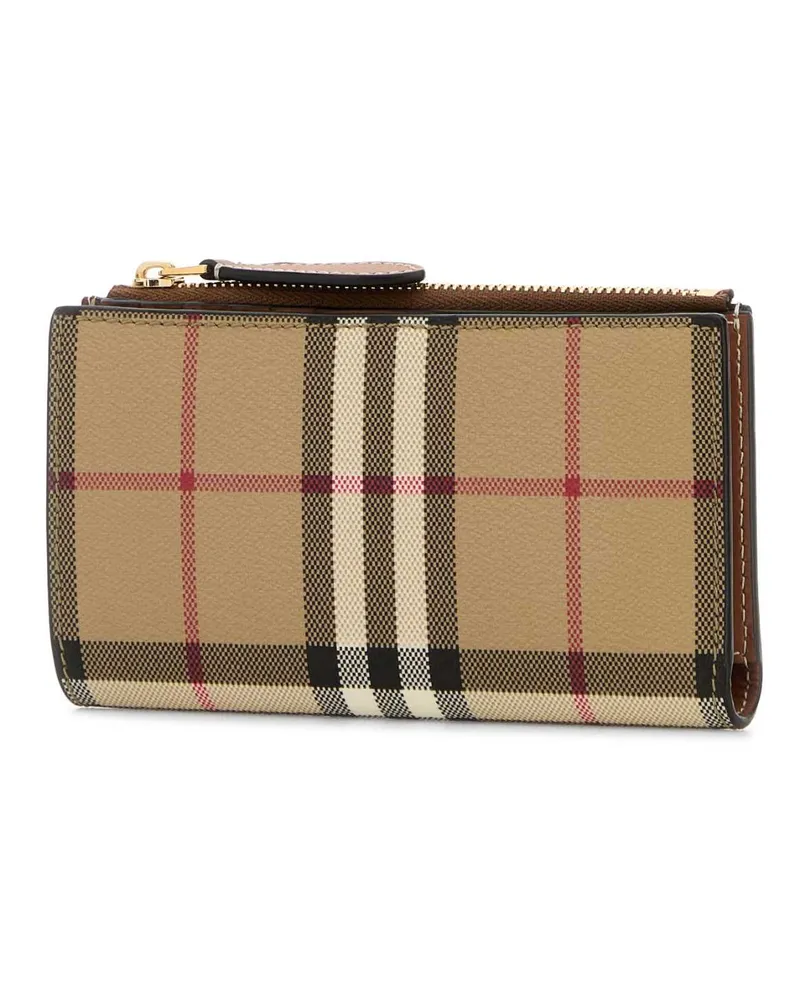 Burberry Women's Printed Canvas Wallet Vntgchkbriarbrown Polyurethane Polyester Cotton Portafogli Beige