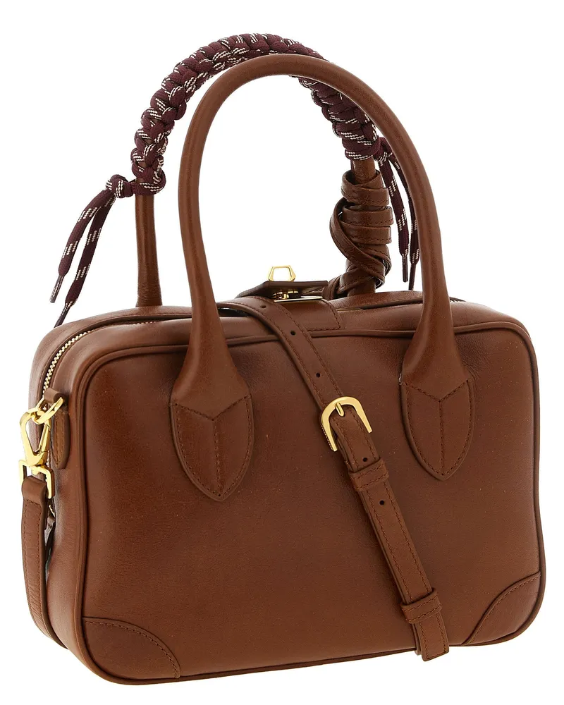 Golden Goose Vita Leather Top Handle Bag — Brown Brown