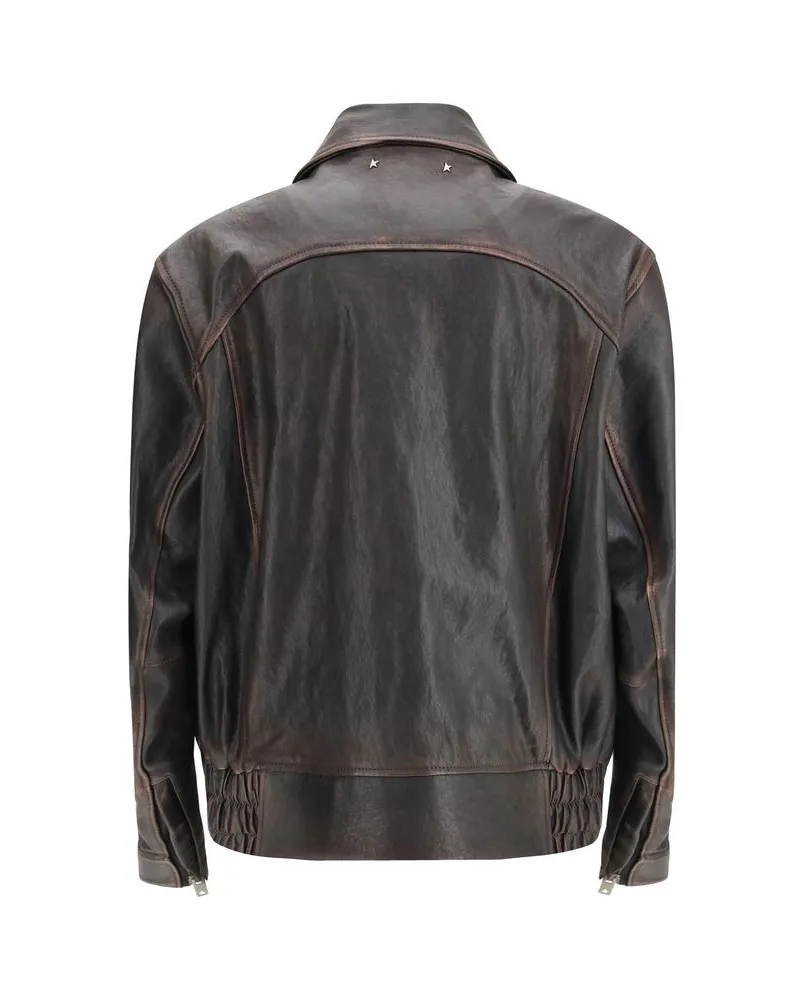 Golden Goose Men's Brown Goatskin Bomber Clothing Brown