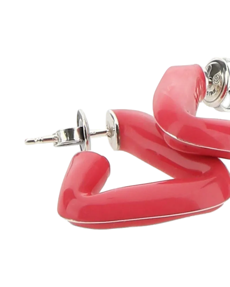 Bottega Veneta 925 Silver Fold Earrings — Pink Pink
