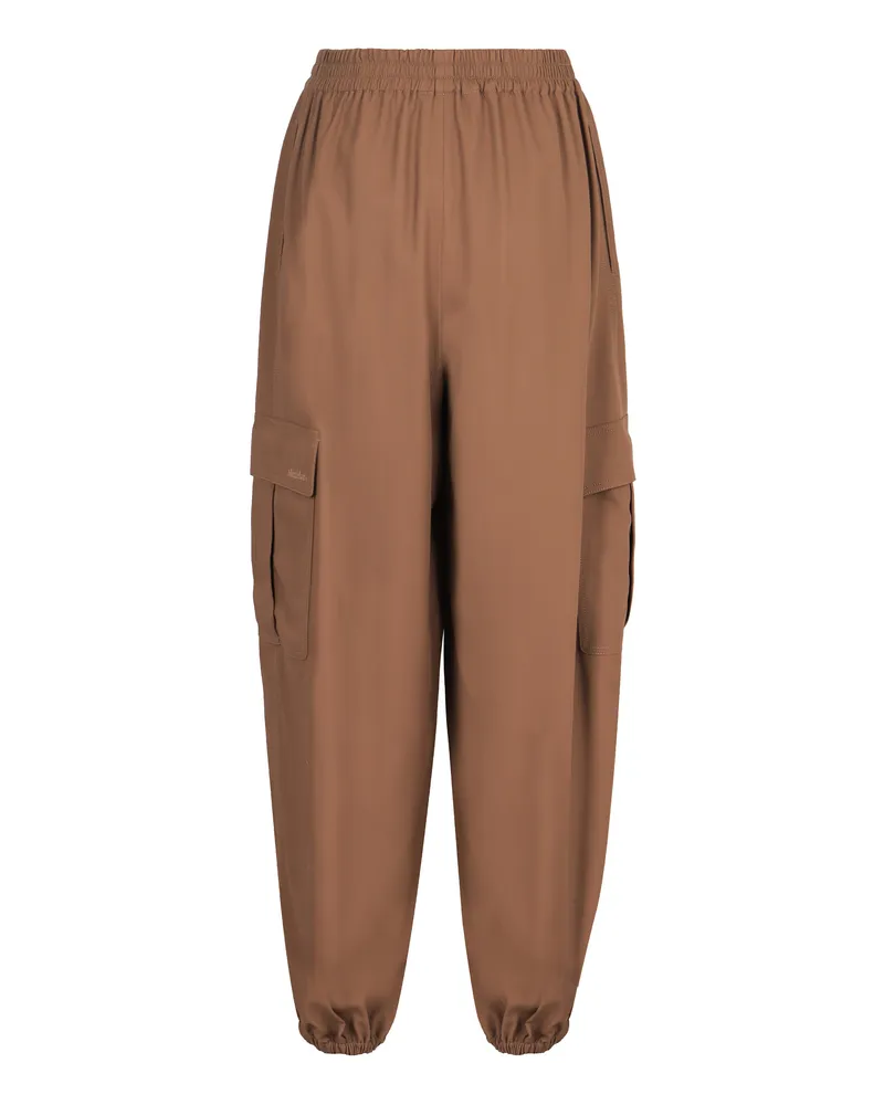 Max Mara Women's Trousers Glauco Cotton Hazelnut Wide-Leg Brown