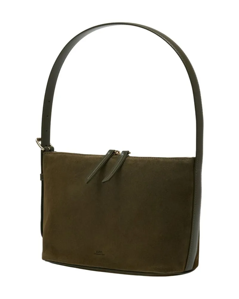 A.P.C. Women's Vera Shoulder Bag -  Leather Khaki Calfskin Shoulder-Hobo-Bags Khaki