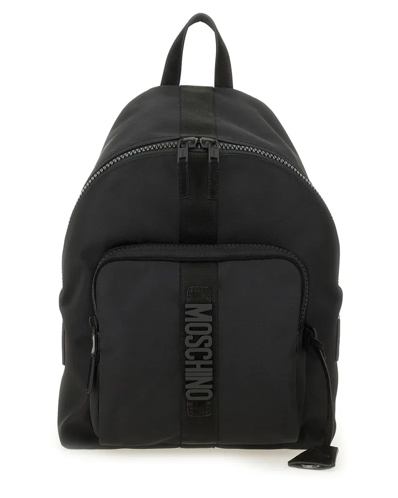 Moschino Men's Black Logo Backpack Polyester Backpacks Black