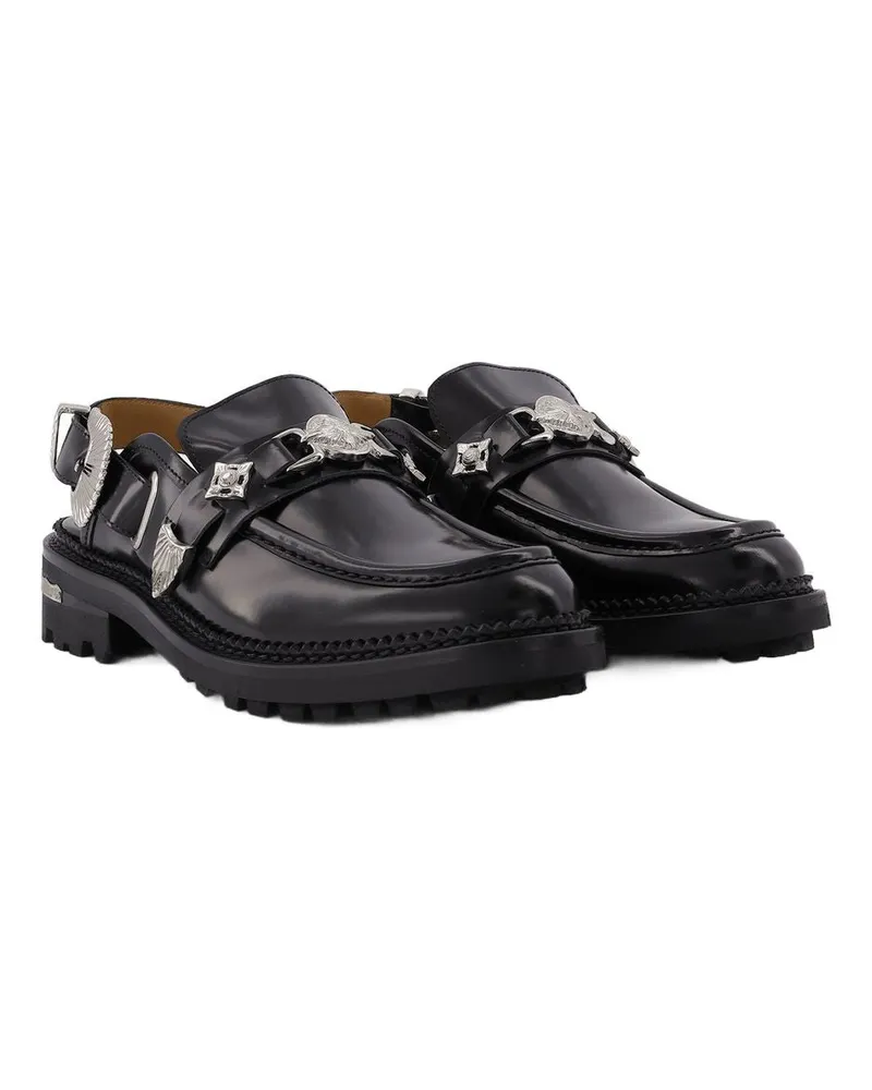 Toga Women's Loafers Leather Black Calfskin Shoes Black