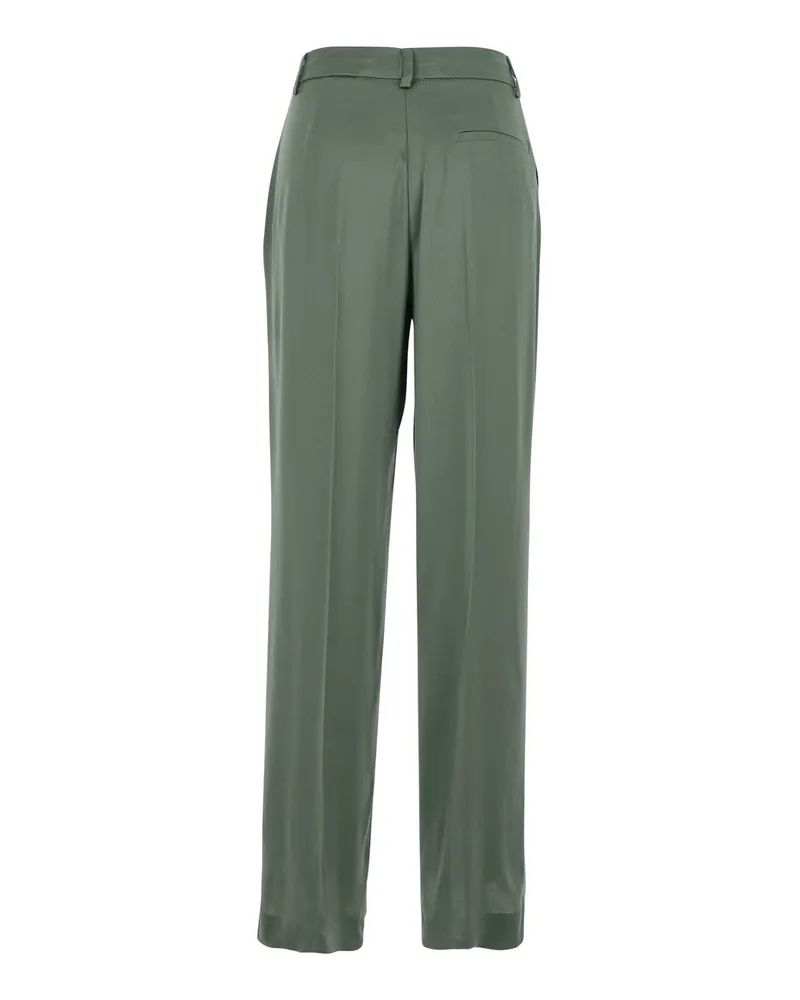 Semicouture Women's Pants With Front Pleats, Green Silk-Blend Acetate Trousers Green